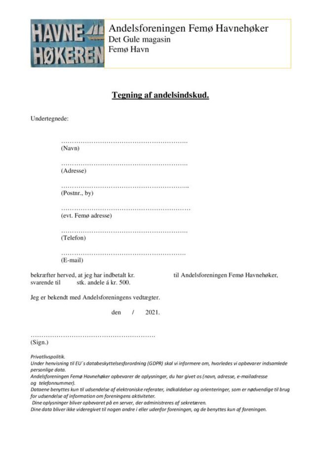 thumbnail of Tegning af andelsindskud