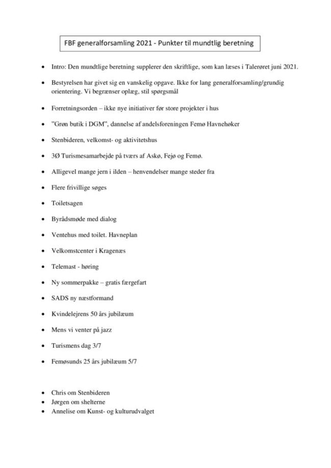 thumbnail of 2021 FBF generalforsamling Stikord til mundtlig beretning