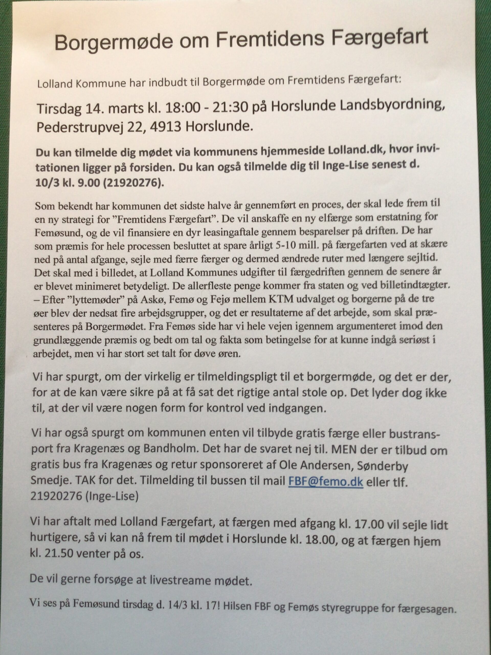Opslag om Borgermøde